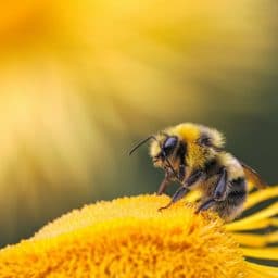A close-up of a bee on a flower.