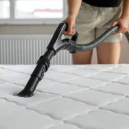 Person cleans mattress