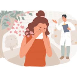 Seasonal allergy isolated concept vector illustration. Pollen allergy immunotherapy, allergic disease diagnostics, seasonal allergy test, nasal congestion, specialist counseling vector concept.